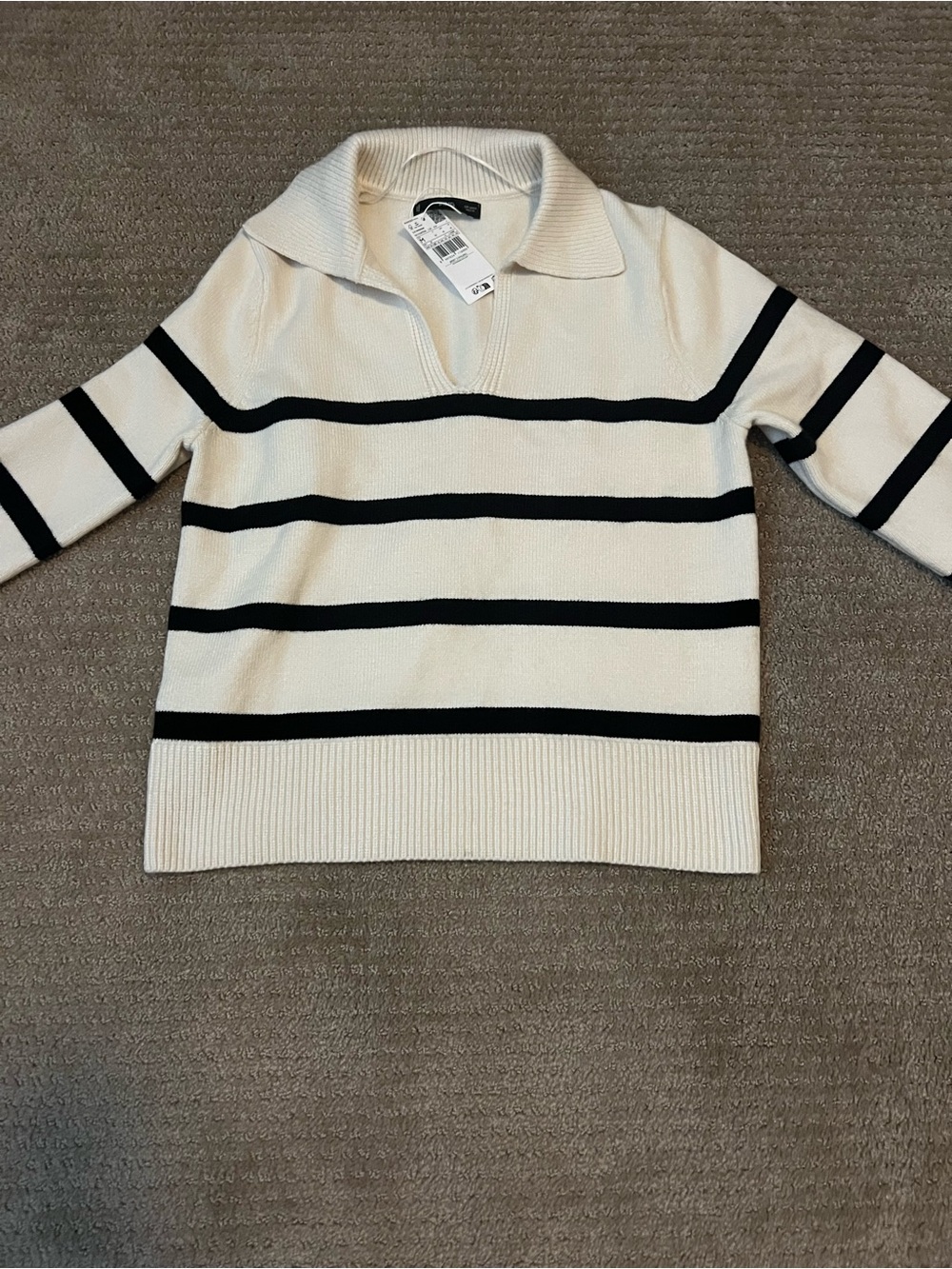 Mango Women’s Striped Polo Sweater NWT
